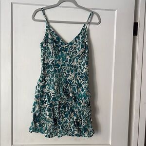 Wild Fable Turquoise and White Floral Batik Print Mini Dress NWT Size S